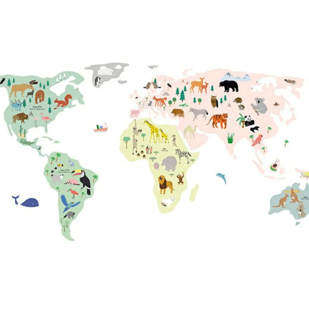 Mimi'lou Stickers géants Animaux du monde (160 x 80 cm)