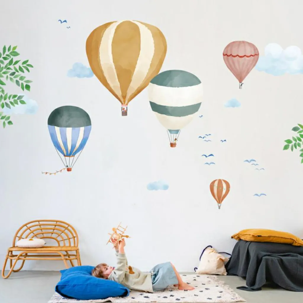 Mimi'lou Stickers géants Montgolfière aquarelle