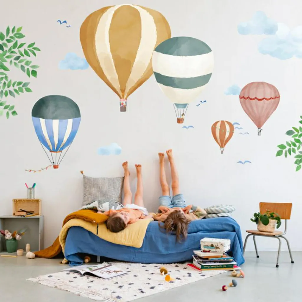 Mimi'lou Stickers géants Montgolfière aquarelle