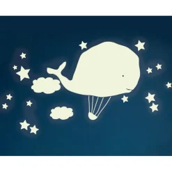 Online Stickers phosphorescent Montgolfière baleine Stickers Muraux