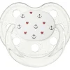 Hot Sucette bébé physiologique ancres et coeurs (0-6 mois) Sucette Nouveau-Né (0-6 Mois)