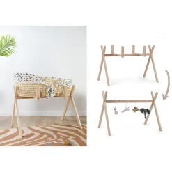 Childhome Support de couffin évolutif 2 en 1 en bois naturel