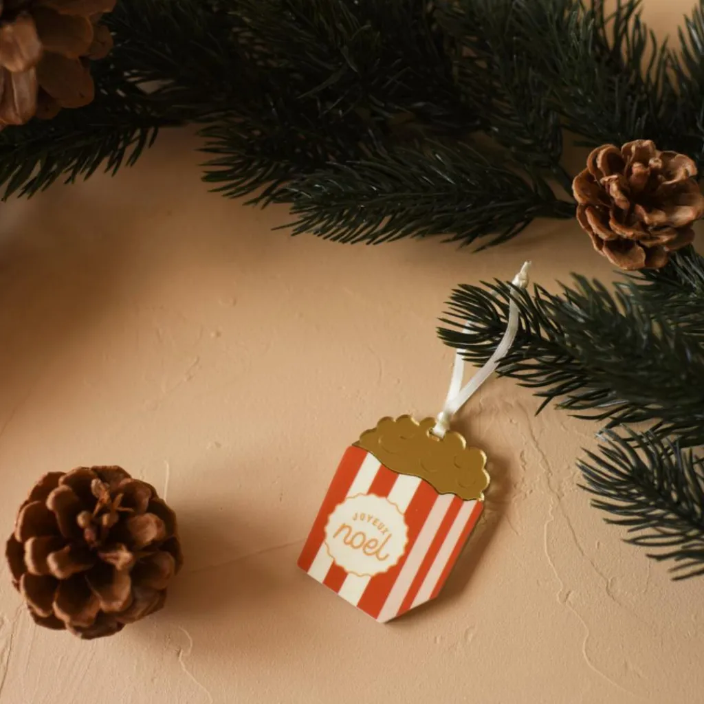 New Suspension Popcorn Noël Gourmand (personnalisable) Décoration De Noël