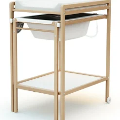 AT4 Table à Langer avec baignoire en bois de hêtre verni Essentiel