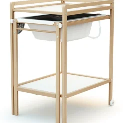 AT4 Table à Langer avec baignoire en bois de hêtre verni Essentiel