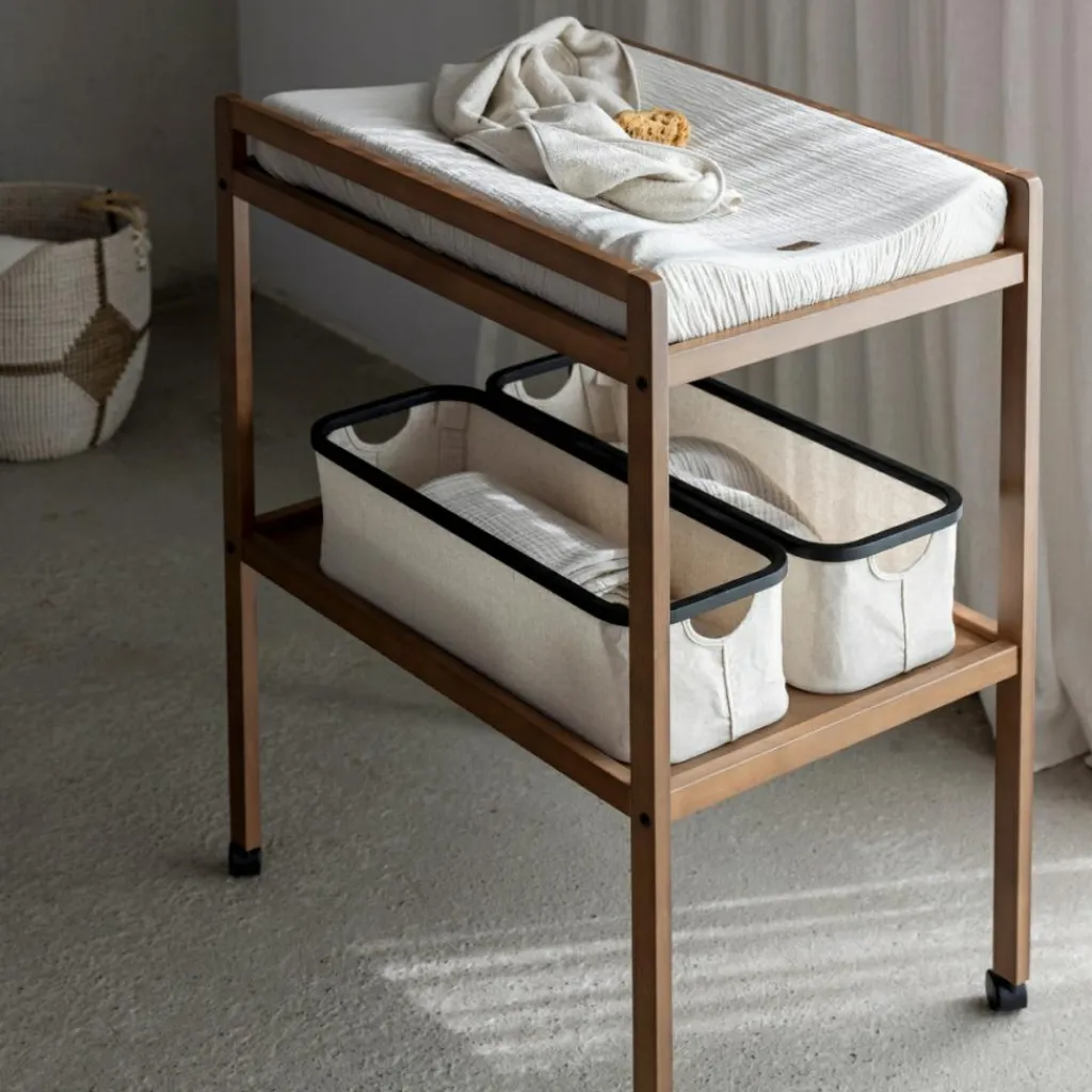 Sale Table à langer avec roulettes Mori Chataigner Table À Langer