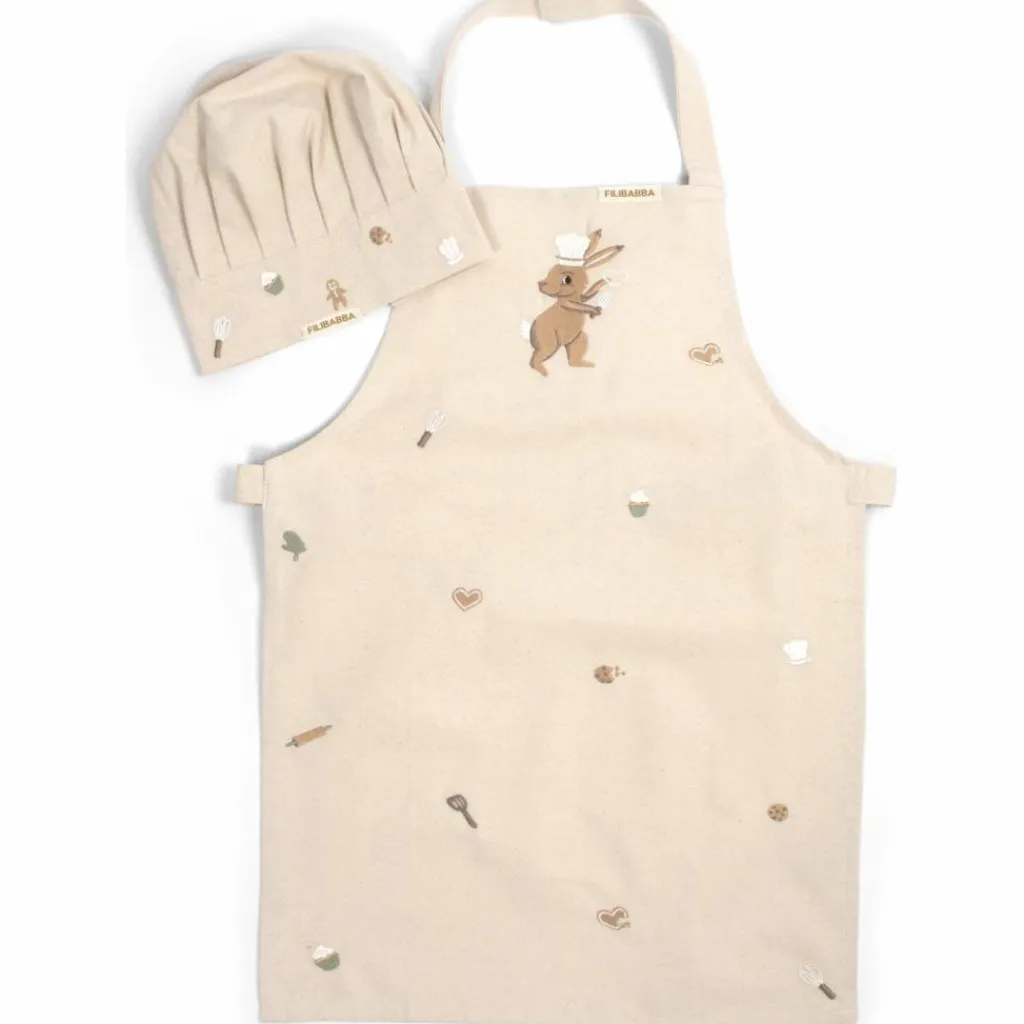 Enfant Filibabba Tablier brodé et toque en coton Wonderful Winter Lièvre