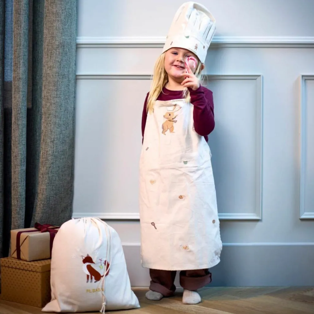 Enfant Filibabba Tablier brodé et toque en coton Wonderful Winter Lièvre
