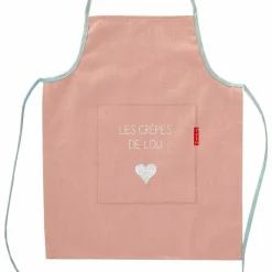 Outlet Tablier enfant en lin Rose poudré (personnalisable) Enfant Tablier Enfant