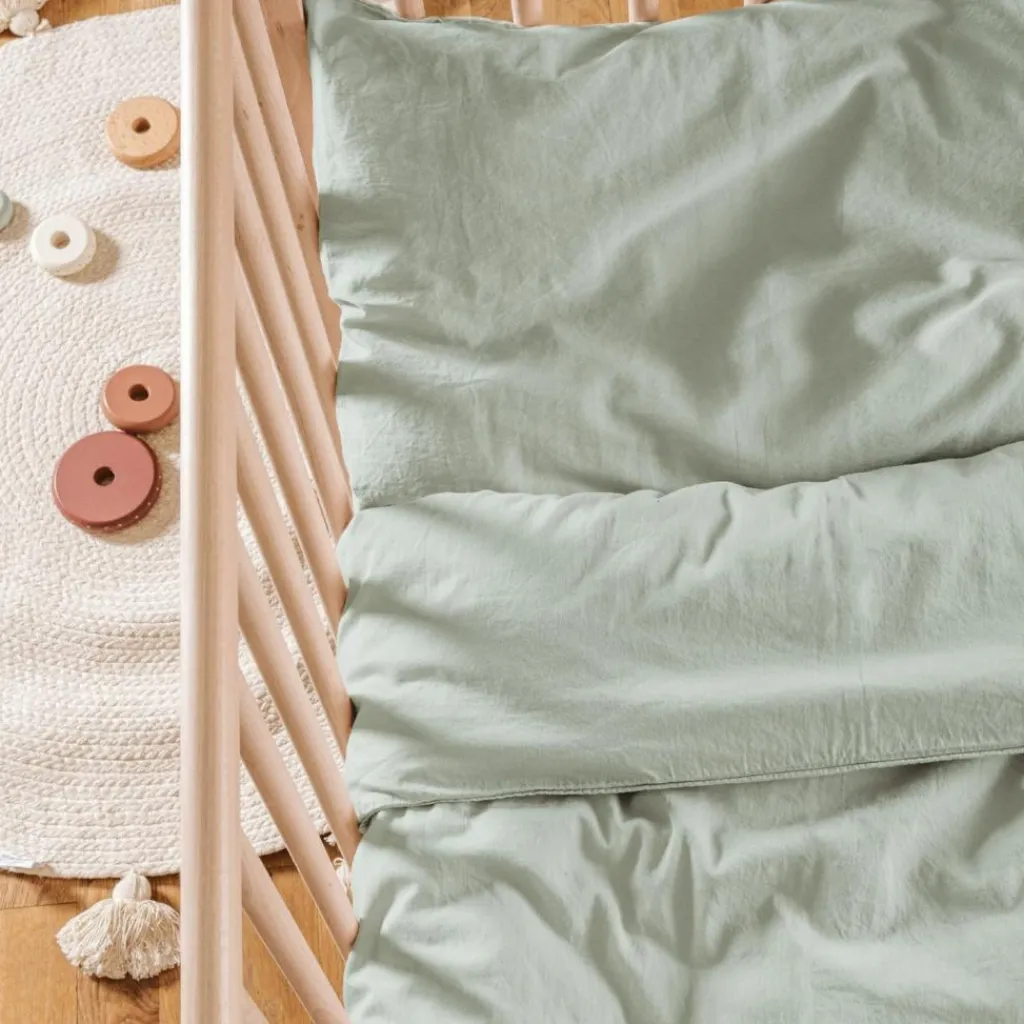 Kadolis Taie d'oreiller satin de coton bio Tilleul (40 x 60 cm)