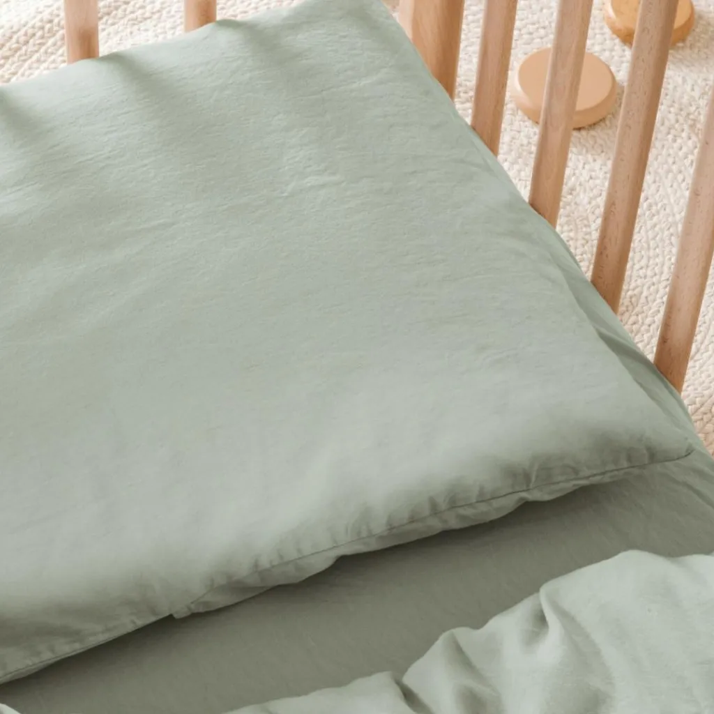 Kadolis Taie d'oreiller satin de coton bio Tilleul (40 x 60 cm)