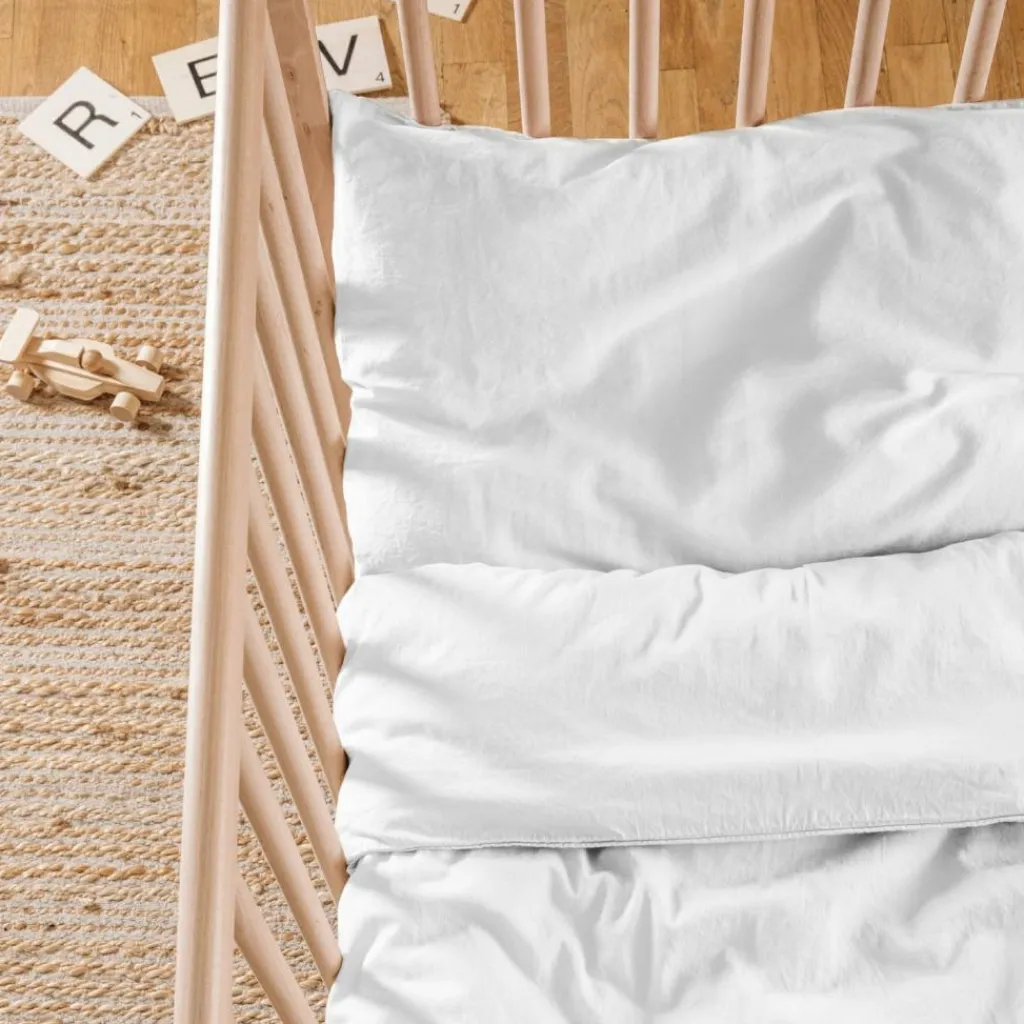 Kadolis Taie d'oreiller satin de coton bio Blanc craie (40 x 60 cm)