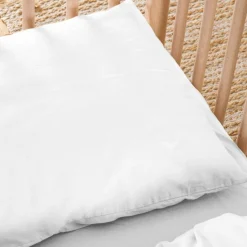 Kadolis Taie d'oreiller satin de coton bio Blanc craie (40 x 60 cm)