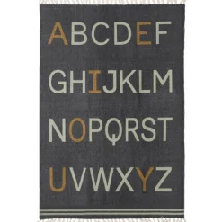 AFKliving Tapis Alphabet rectangulaire gris (100 x 140 cm)