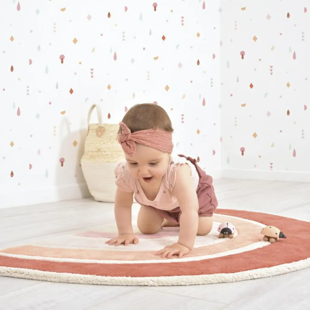 Lilipinso Tapis coton Paradisio arc en ciel orange et rose (120 x 70 cm)