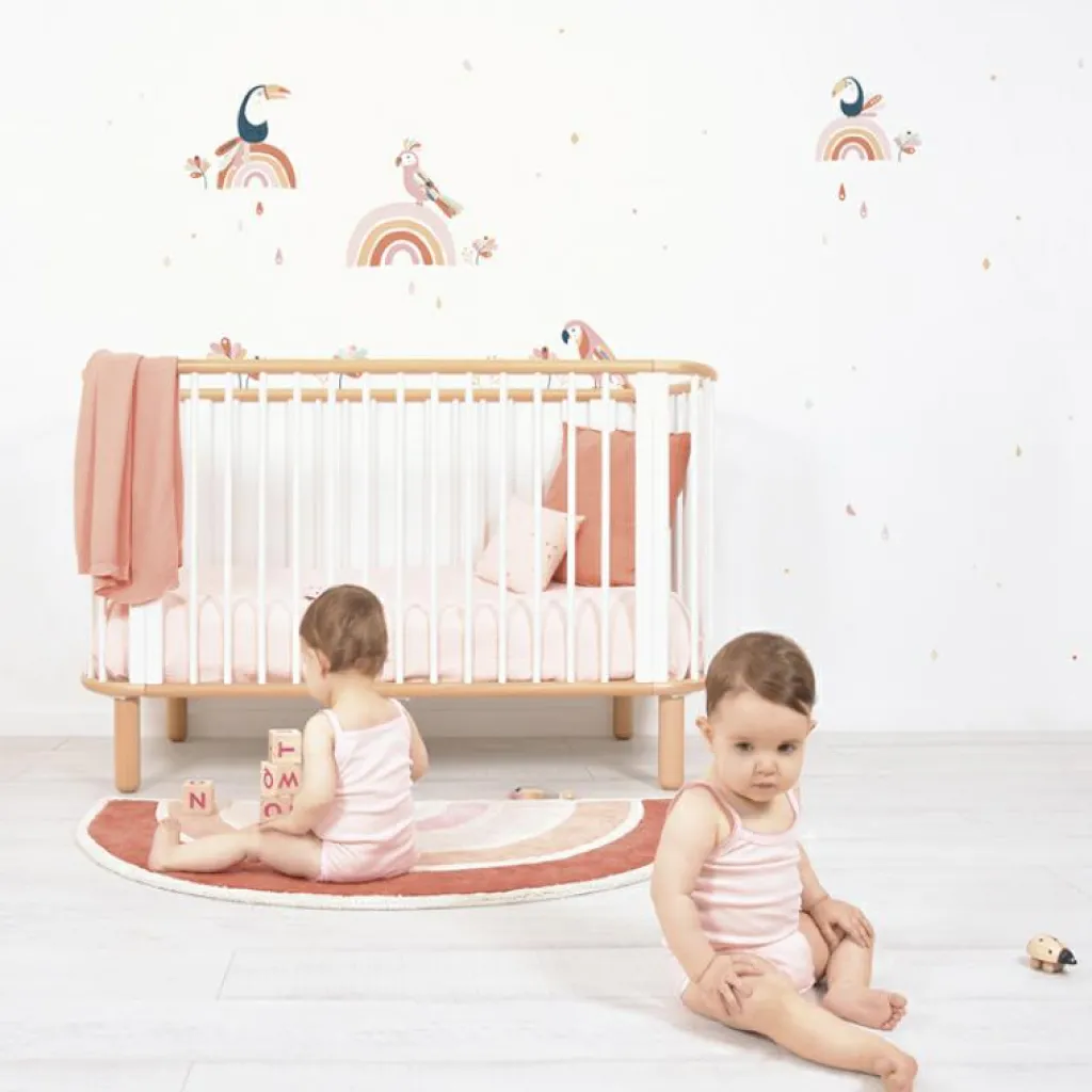 Lilipinso Tapis coton Paradisio arc en ciel orange et rose (120 x 70 cm)