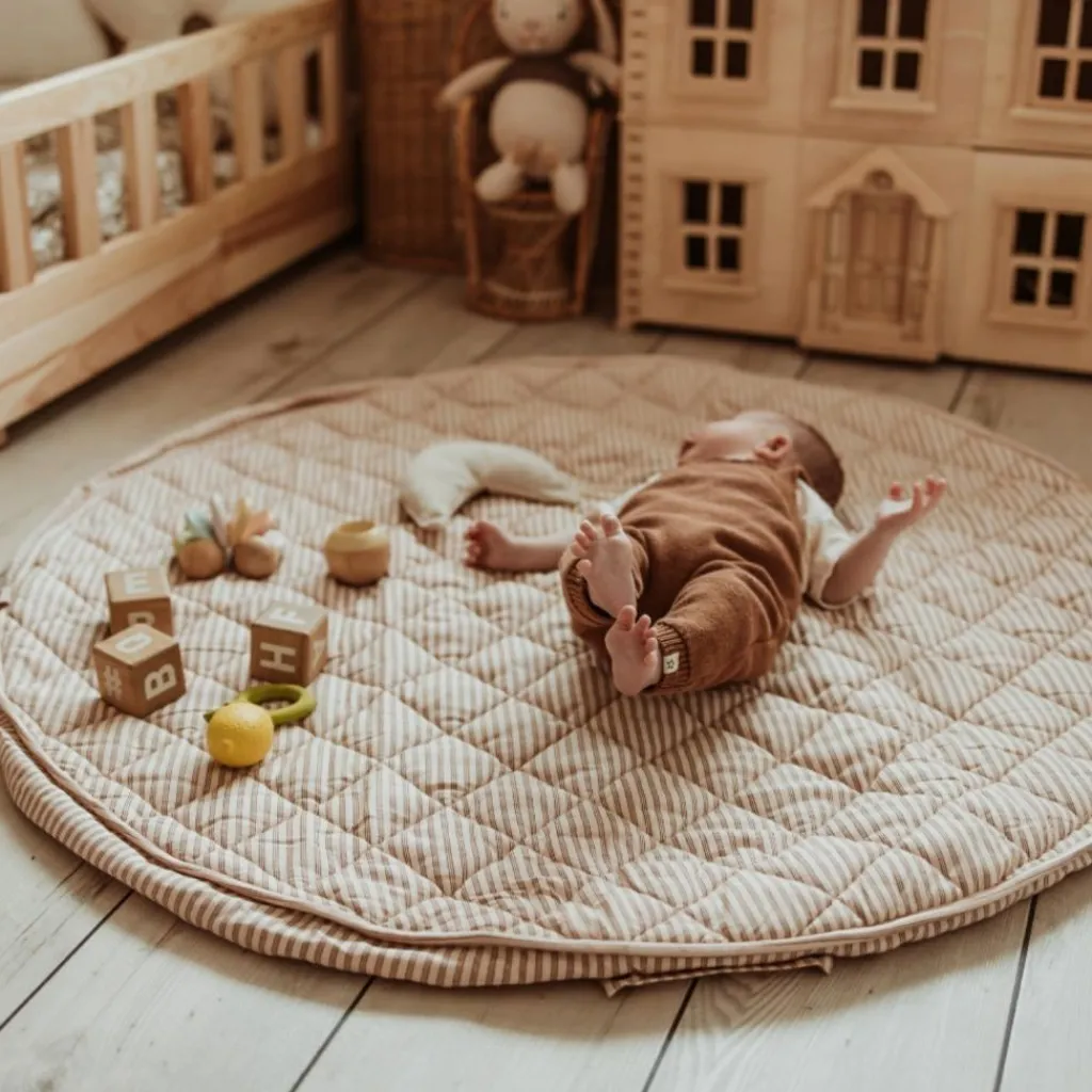 Discount Tapis de jeu 2 en 1 Noomad Organic Soft Stripes Brown Tapis De Jeu