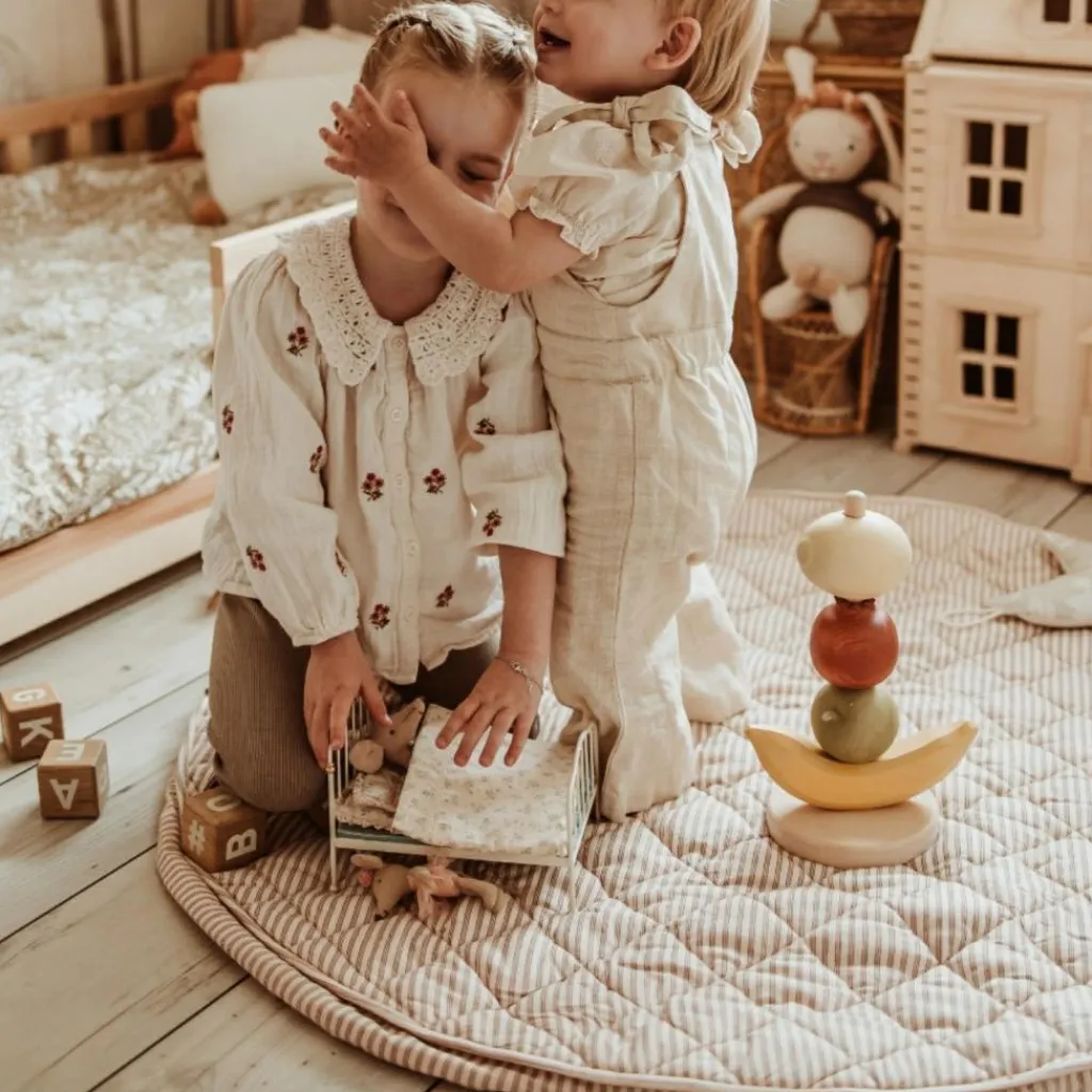 Discount Tapis de jeu 2 en 1 Noomad Organic Soft Stripes Brown Tapis De Jeu