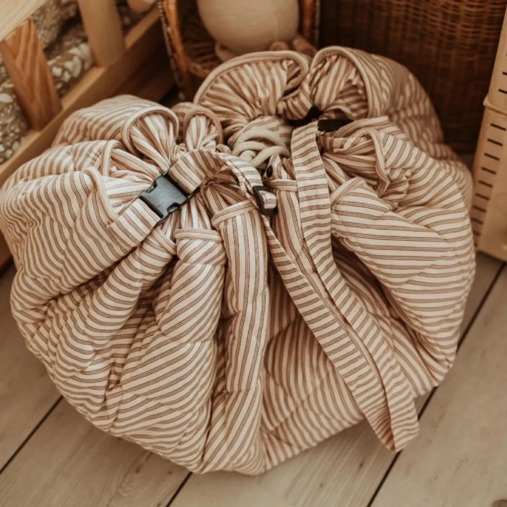 Discount Tapis de jeu 2 en 1 Noomad Organic Soft Stripes Brown Tapis De Jeu