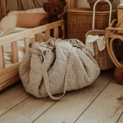 Clearance Tapis de jeu 2 en 1 Noomad Organic Soft Stripes Blue Tapis De Jeu