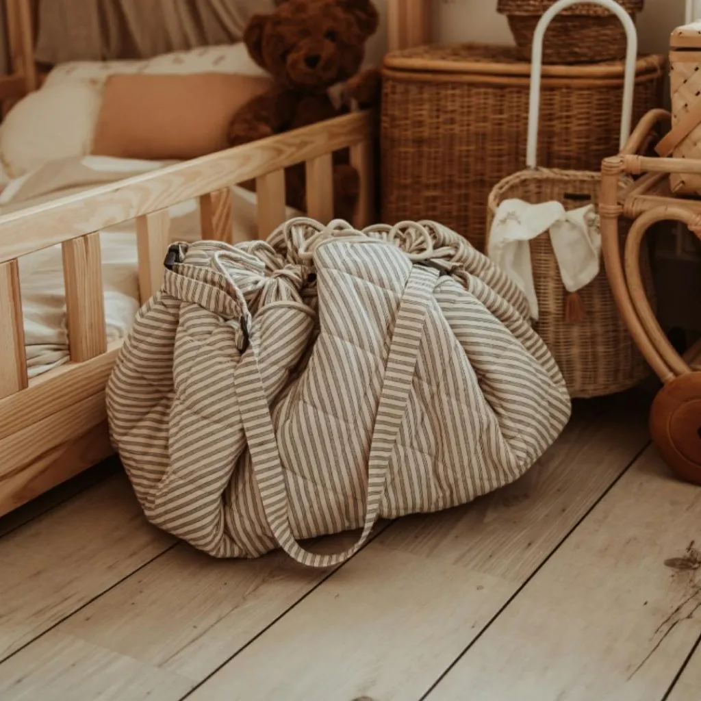 Clearance Tapis de jeu 2 en 1 Noomad Organic Soft Stripes Blue Tapis De Jeu