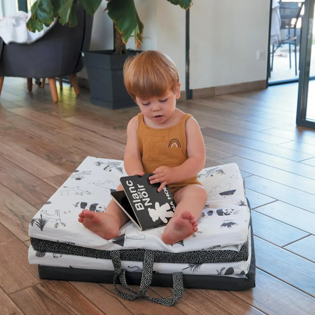 Candide Tapis de jeu pliable 3 en 1 Black & white experience