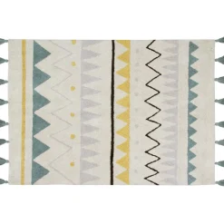 Lorena Canals Tapis lavable azteca naturel vintage bleu (120 x 160 cm)