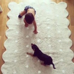 Lorena Canals Tapis lavable biscuit beige à pois (120 x 160 cm)