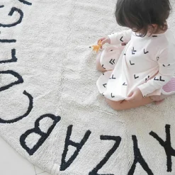 Lorena Canals Tapis lavable rond abc naturel noir (diamètre 150 cm)