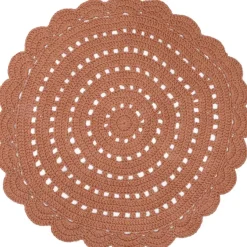 Discount Tapis lavable rond Alma crochet ambre lavable en machine (120 cm) Tapis