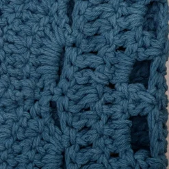 Online Tapis lavable rond Alma crochet bleu (120 cm) Tapis