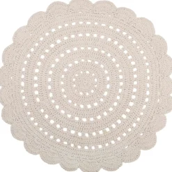 Nattiot Tapis lavable rond Alma crochet écru lavable en machine (120 cm)
