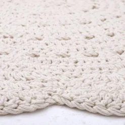 Nattiot Tapis lavable rond Alma crochet écru lavable en machine (120 cm)