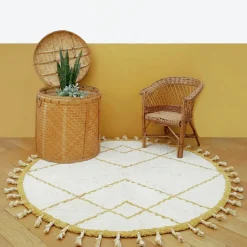 Best Tapis lavable rond Côme écru et mangue (120 cm) Tapis