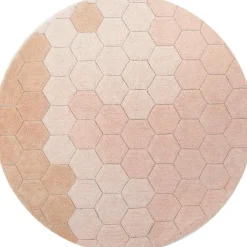 Clearance Tapis lavable rond Honeycomb Rose (140 cm) Tapis