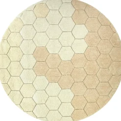 Lorena Canals Tapis lavable rond Honeycomb Golden (140 cm)