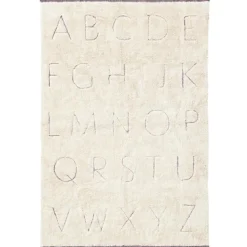 Lorena Canals Tapis lavable RugCycled® ABC en coton naturel (90 x 130 cm)