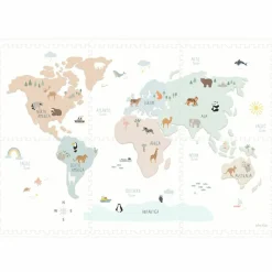 Play&Go Tapis puzzle 3 en 1 Tiloo Worldmap (120 x 180 cm)