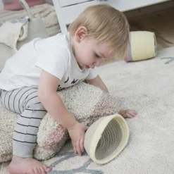 Lorena Canals Tapis rectangulaire Atlas écru et bleu (120 x 160 cm)