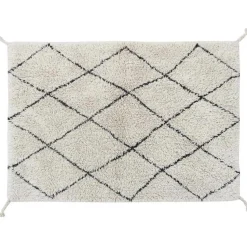 Lorena Canals Tapis rectangulaire lavable en coton naturel Mini Bereber noir (70 x 100 cm)