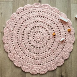 New Tapis rond Alma rose nude (120 cm) Tapis