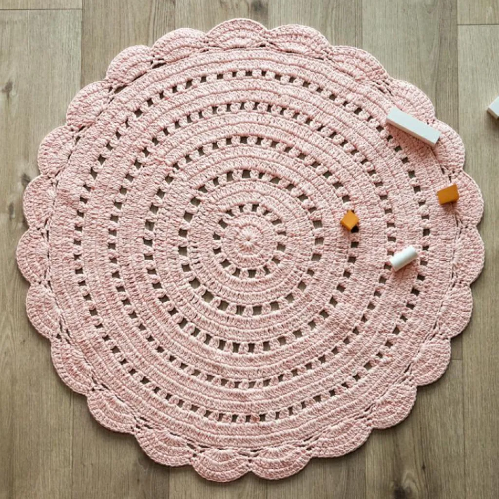 New Tapis rond Alma rose nude (120 cm) Tapis