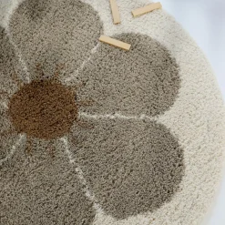 Hot Tapis rond Bohemian daisy taupe Tapis