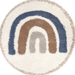Nattiot Tapis rond Bohemian rainbow Arc-en-ciel bleu (120 cm)
