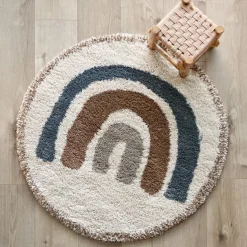 Nattiot Tapis rond Bohemian rainbow Arc-en-ciel bleu (120 cm)