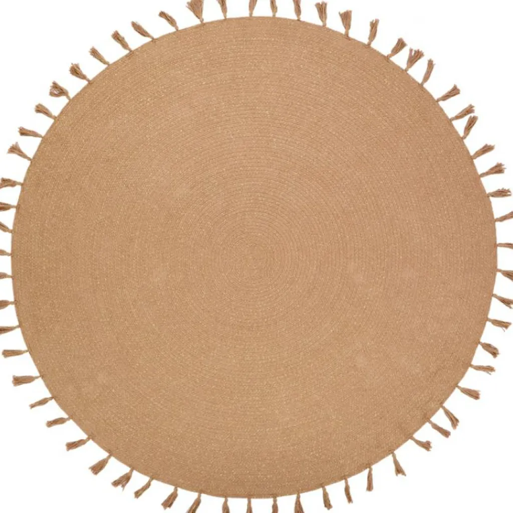 Outlet Tapis rond tressé avec fil doré Lisette (140 cm) Tapis