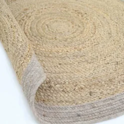 Online Tapis rond Yhuki en jute et laine Taupe (140 cm) Tapis
