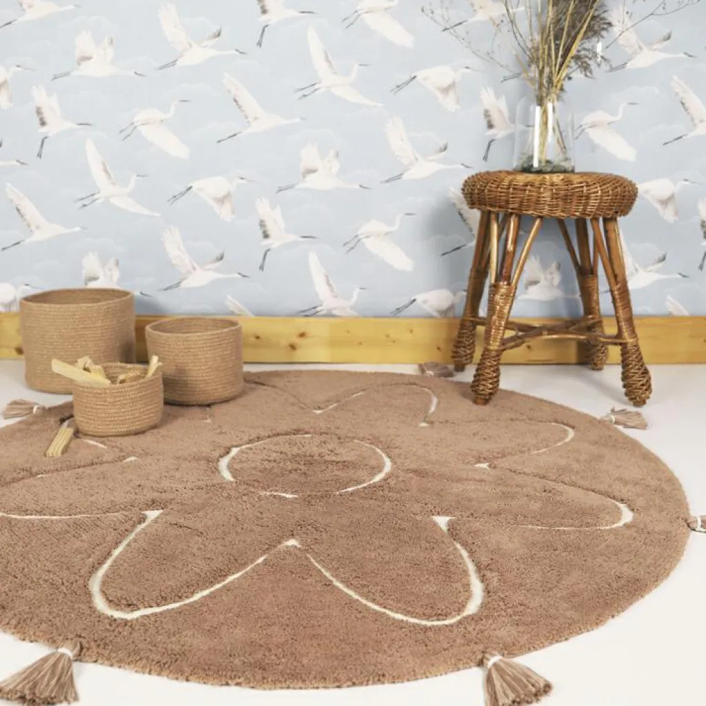 Nattiot Tapis rond Yva fleur rose (110 cm)