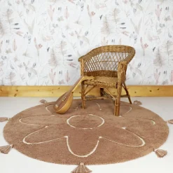 Nattiot Tapis rond Yva fleur rose (110 cm)