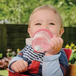 TUM TUM Tasse antifuite avec paille lestée Ours Rose (300 ml)